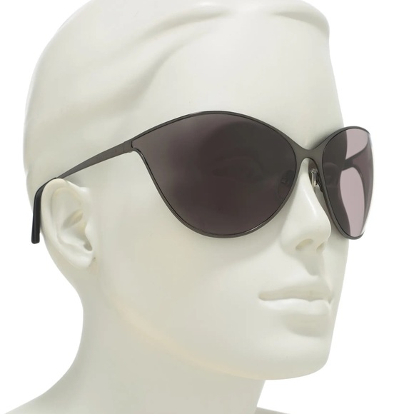 BALENCIAGA Gunmetal Grey 77mm Oversized Shield Sunglasses BB0137S - Picture 3 of 4